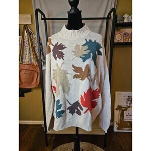Vintage Alfred Dunner Fall Leaves Mock Neck Sweater – Size 2X (Oversized Fit)